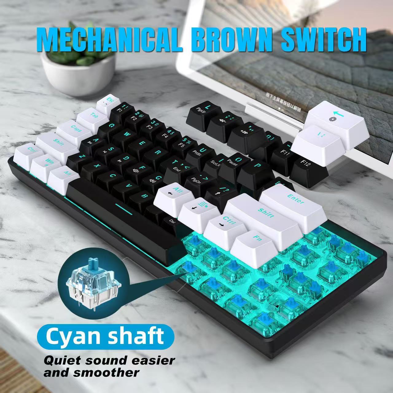 60% Keyboard Mekanik, Keyboard - Keyboard Gaming Blue Switch ulasan dan harga