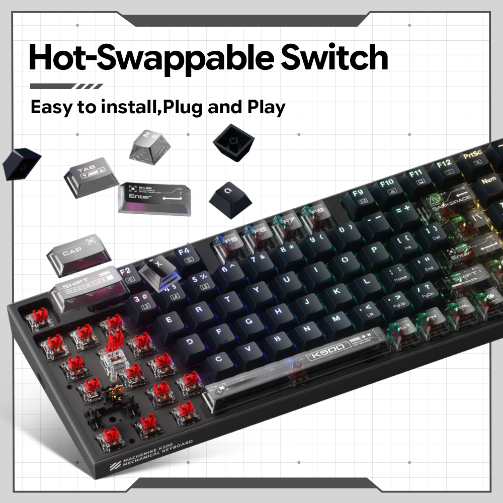 Machenike K500-B94 V2 Keyboard - Gaming Keyboard Hot Swappable ulasan dan harga
